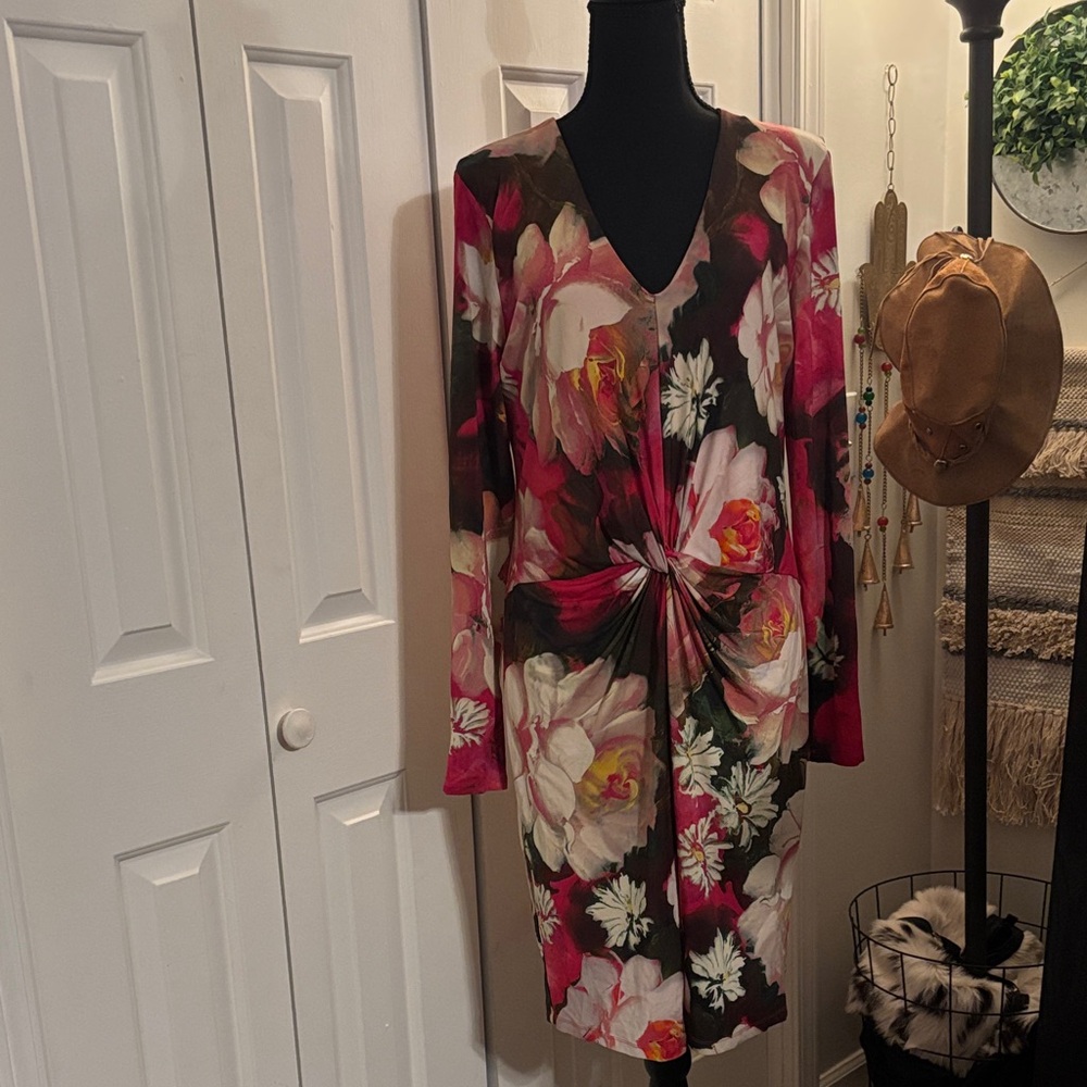 Ted Baker Pink Floral Knot Dress - Picture 1 of 6